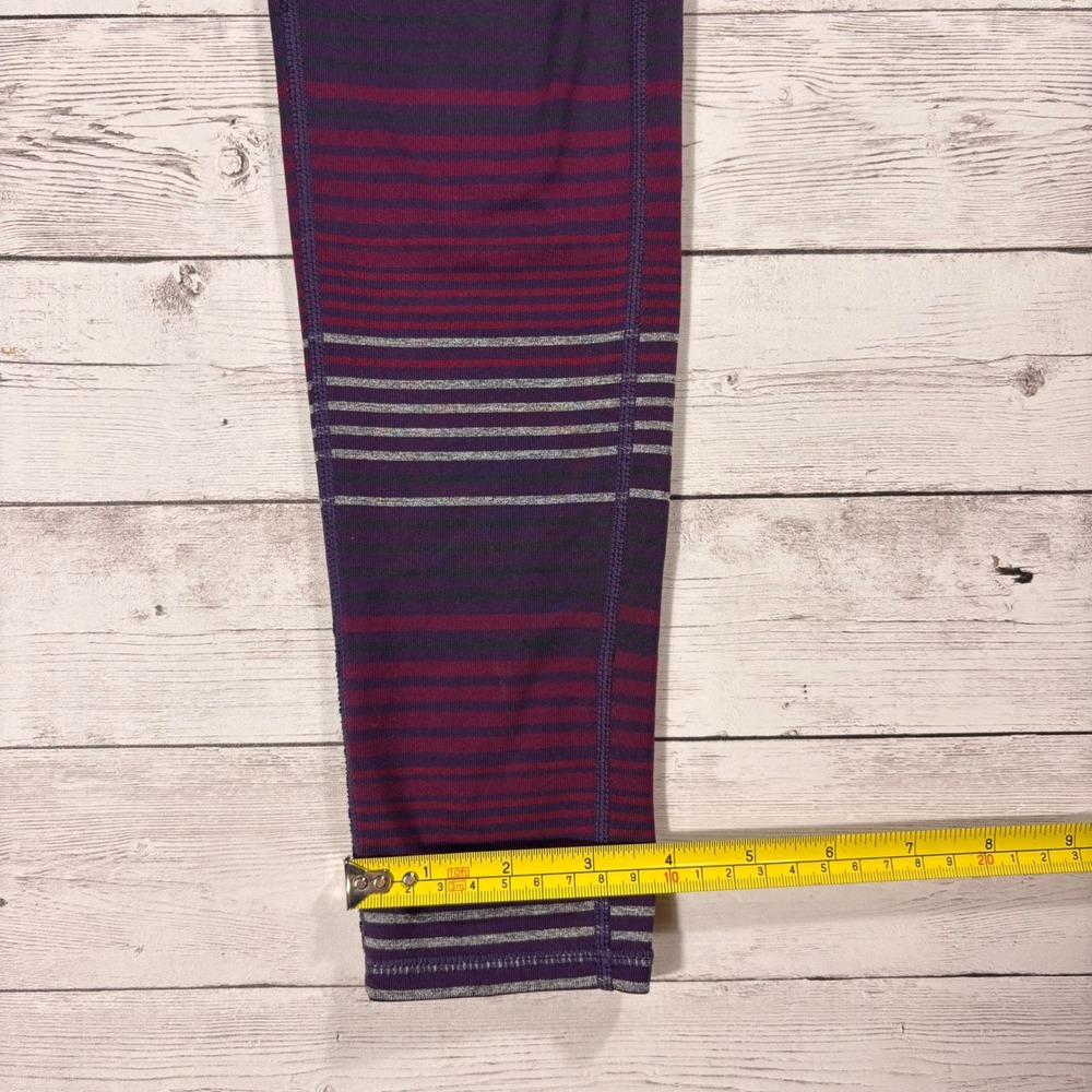 Athleta Striped High Rise Leggings Purple Burgundy Grey Small 349333-01 FA16 - Picture 10 of 11